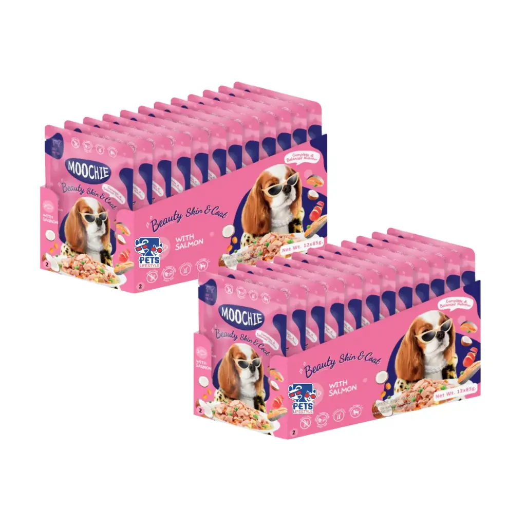 Moochie Beauty Skin and Coat With Salmon Wet Dog Food
Moochie
(Pack of 24pcs)