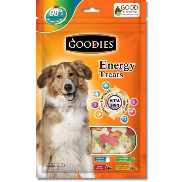 Goodies Energy Treats Mixed Flavour Bone Shaped Dog Treats 500g