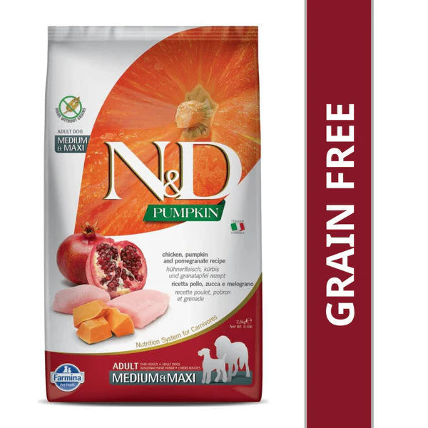 N&D Pumpkin Chicken & Pomegranate Grain Free Adult Maxi Medium Dog Dry Food 2.5kg