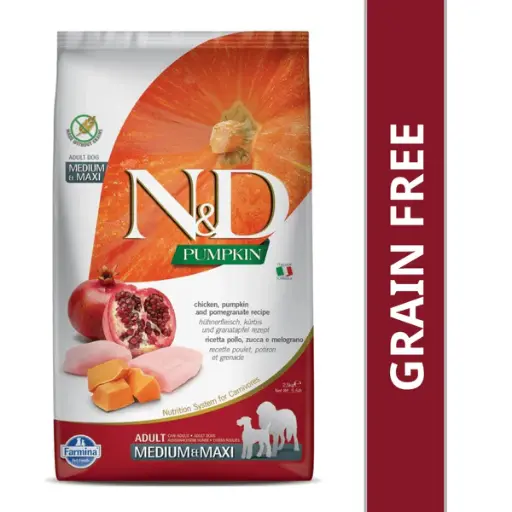N&D Pumpkin Chicken & Pomegranate Grain Free Adult Maxi Medium Dog Dry Food 2.5kg