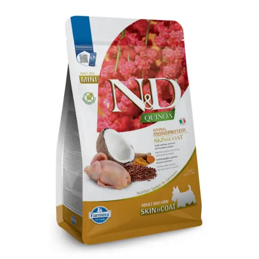 N&D Quinoa Quail Coconut & Turmeric Skin & Coat Adult Mini Dog Dry Food 2.5kg