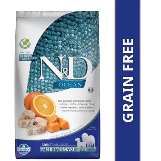 N&D Ocean Codfish Orange & Pumpkin Grain Free Adult Medium Maxi Dog Dry Food