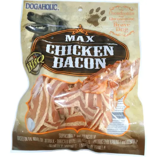 Max Barbeque Chicken Bacon Strips Dog Treats 100g