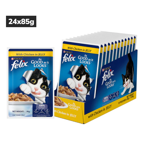 Purina Felix Chicken with Jelly Complete and Balanced Adult Cat Wet Food ( Pack of 24pcs )